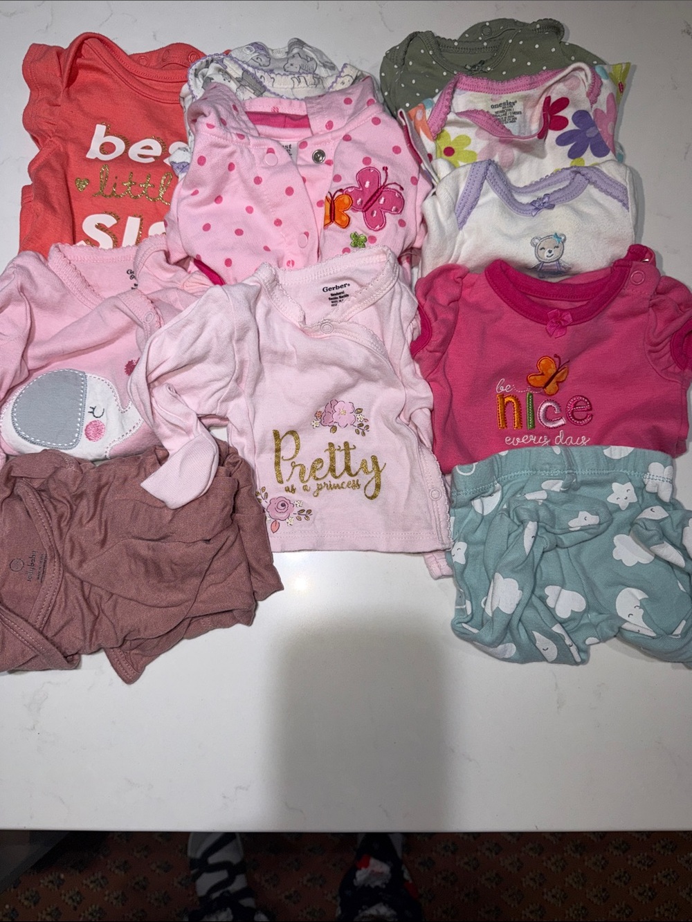 12 pieces girls newborn clothes onesie pink Best lil Sis pretty princess NB